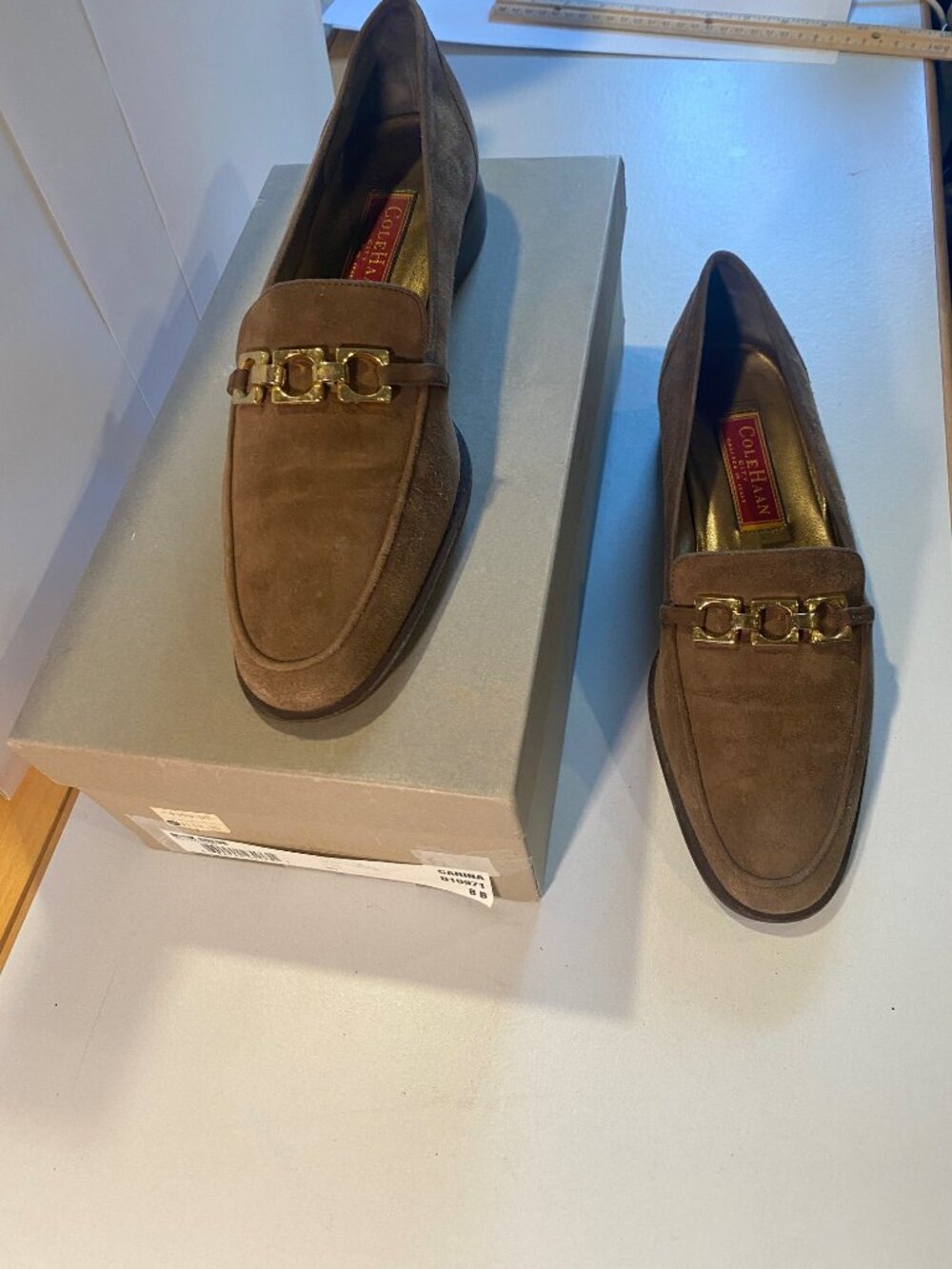 Cole Haan - Size 8M - Women's "Carina" Brown Suede Slip On Loafers